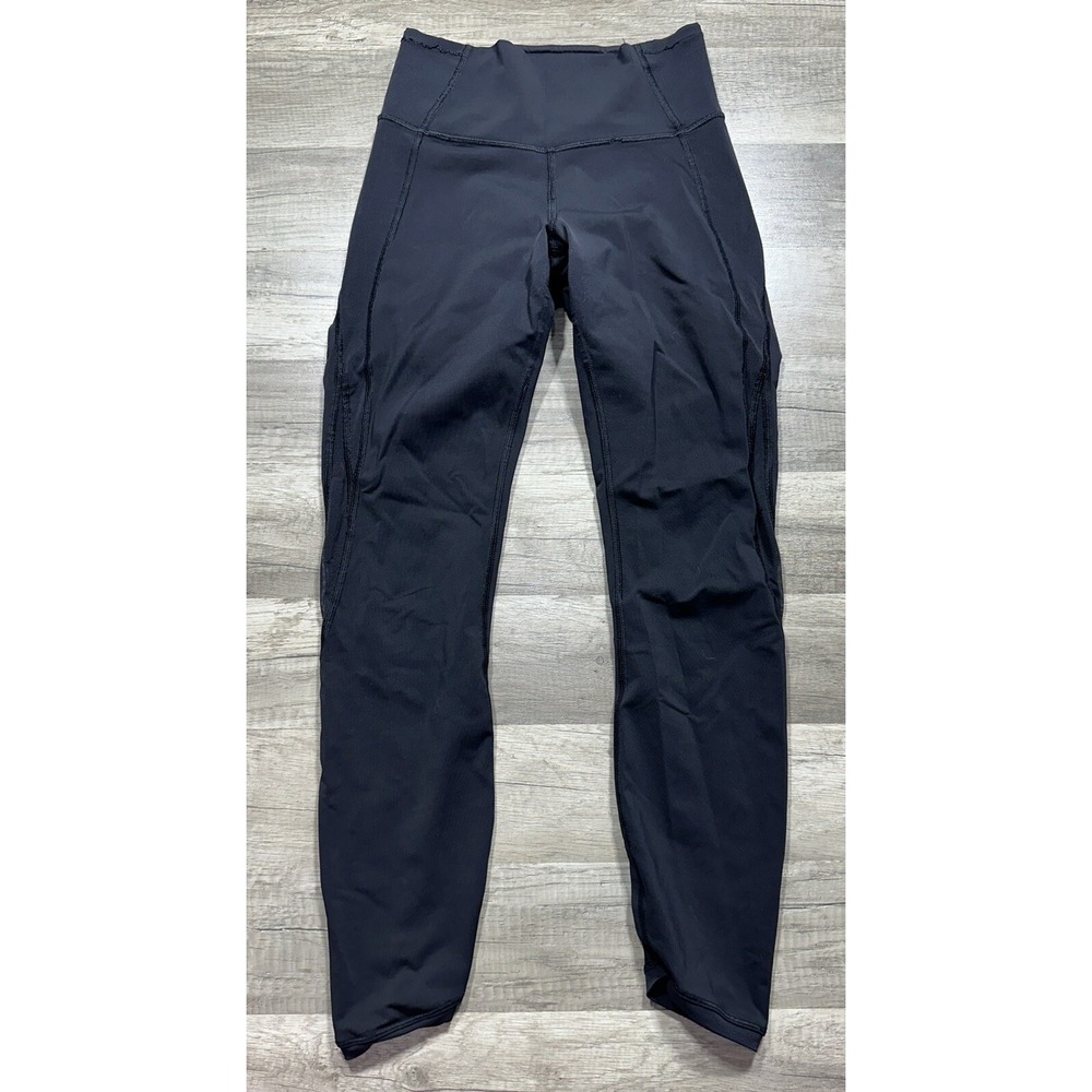 Lululemon Leggings Women's Size 4 Black Stretch Mid Rise‎ Pull On Activewear